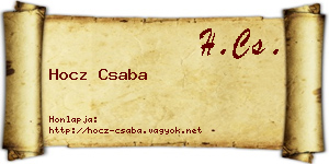 Hocz Csaba névjegykártya